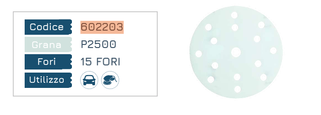 DISCO FLESSIBILE DA FINITURA D.150 15 FORI P2500 25 PZ.